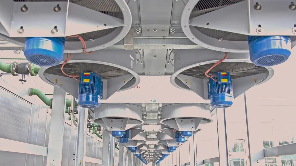 Rows of servers in a data center