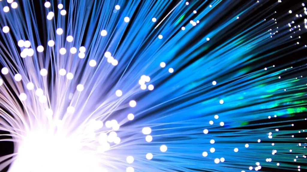 fiber optic cables and switches in a data center