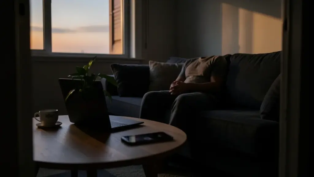 Solitary person choosing real human connection over AI