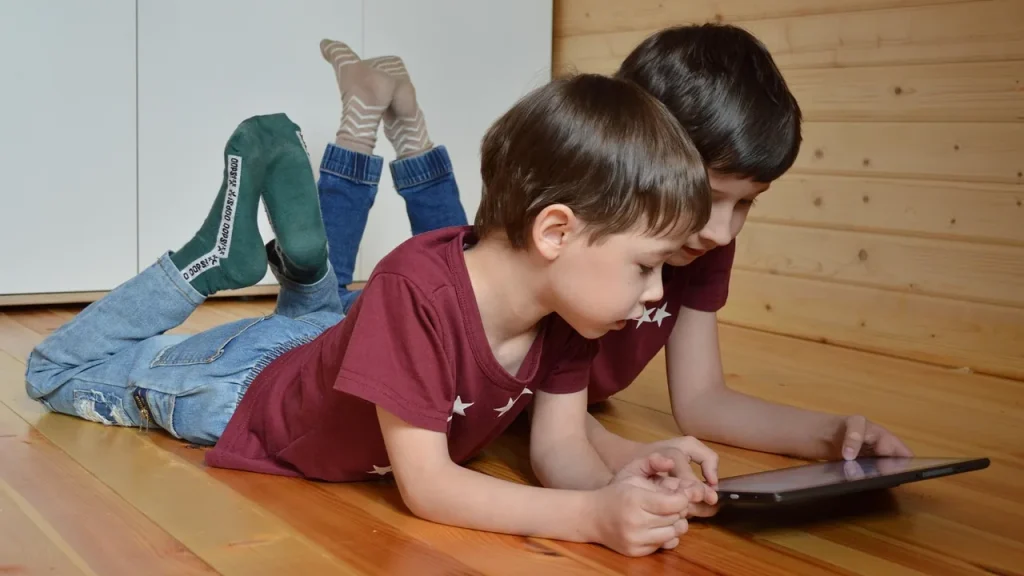 Colorful kid-friendly tablet case on a tablet