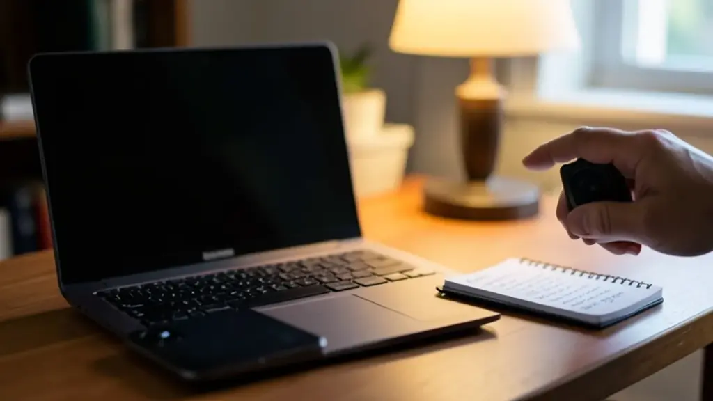 Home office scene showing privacy steps in action.