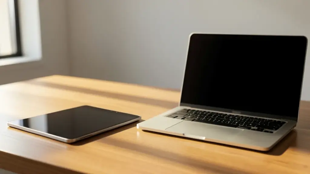 A foldable phone and a tablet on a desk