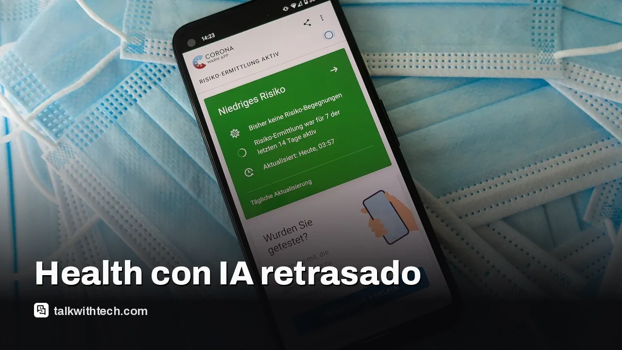 Primer plano de un smartphone mostrando la pantalla de una app de salud