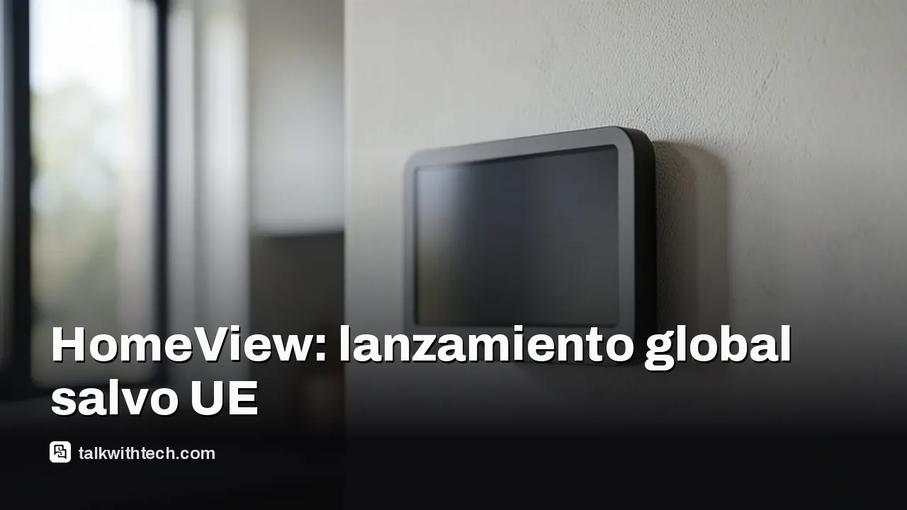 Pantalla inteligente HomeView de 7 pulgadas montada en la pared de una cocina, vista lateral