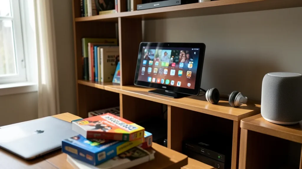 Smart display among household media devices illustrating limited app availability