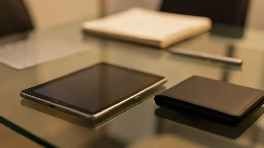 Mini tablet and folio on desk hinting at new design and larger screen.