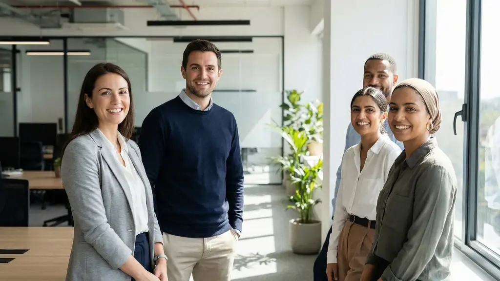 Executive briefing in a glass-walled conference room