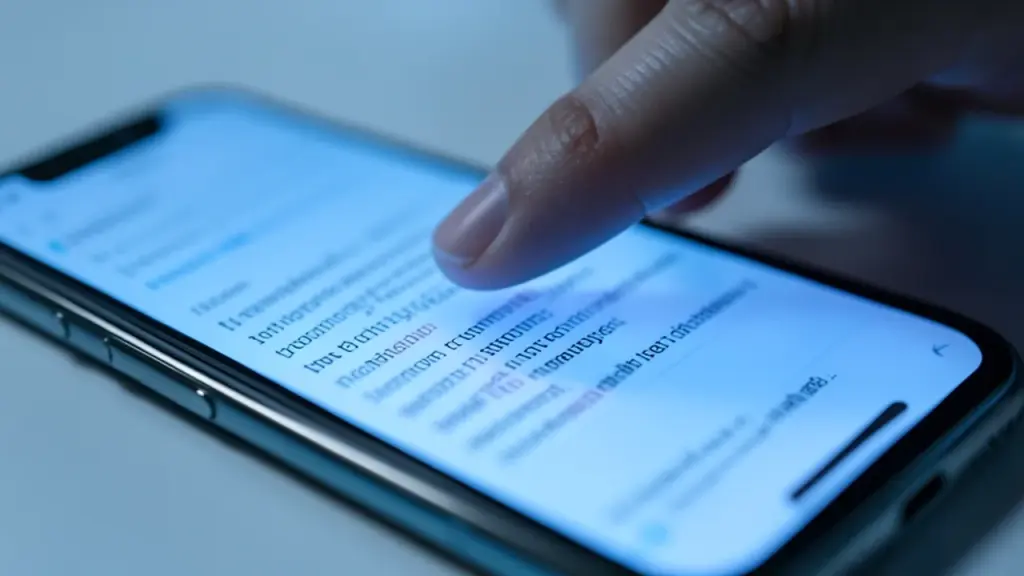 A finger about to tap a link on a phone screen