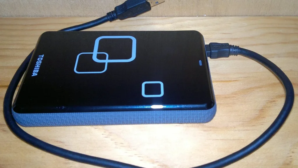 External USB drive connected to a computer
