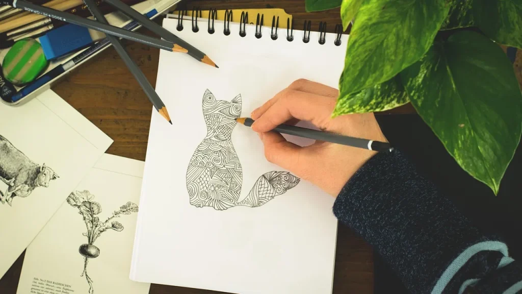 A simple hand-drawn architectural sketch on a desk