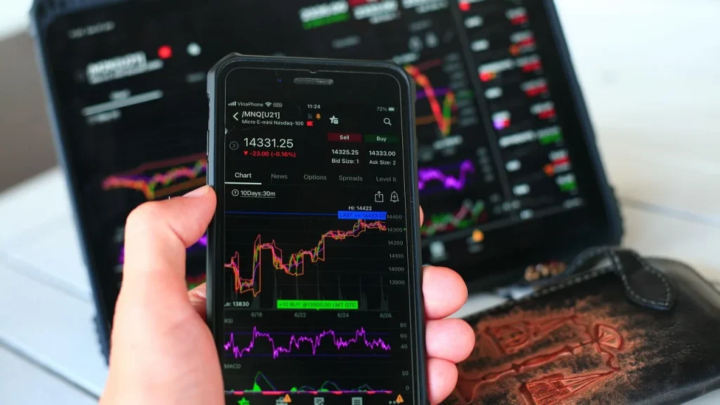 Stock price chart showing a jump