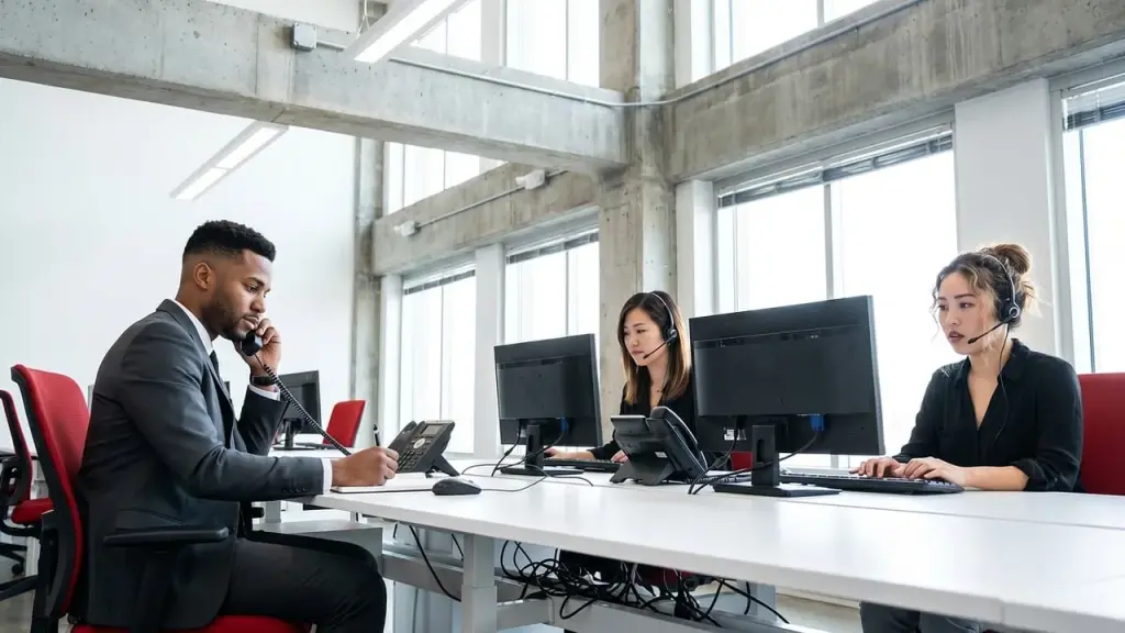 customer support desk in a financial services setting