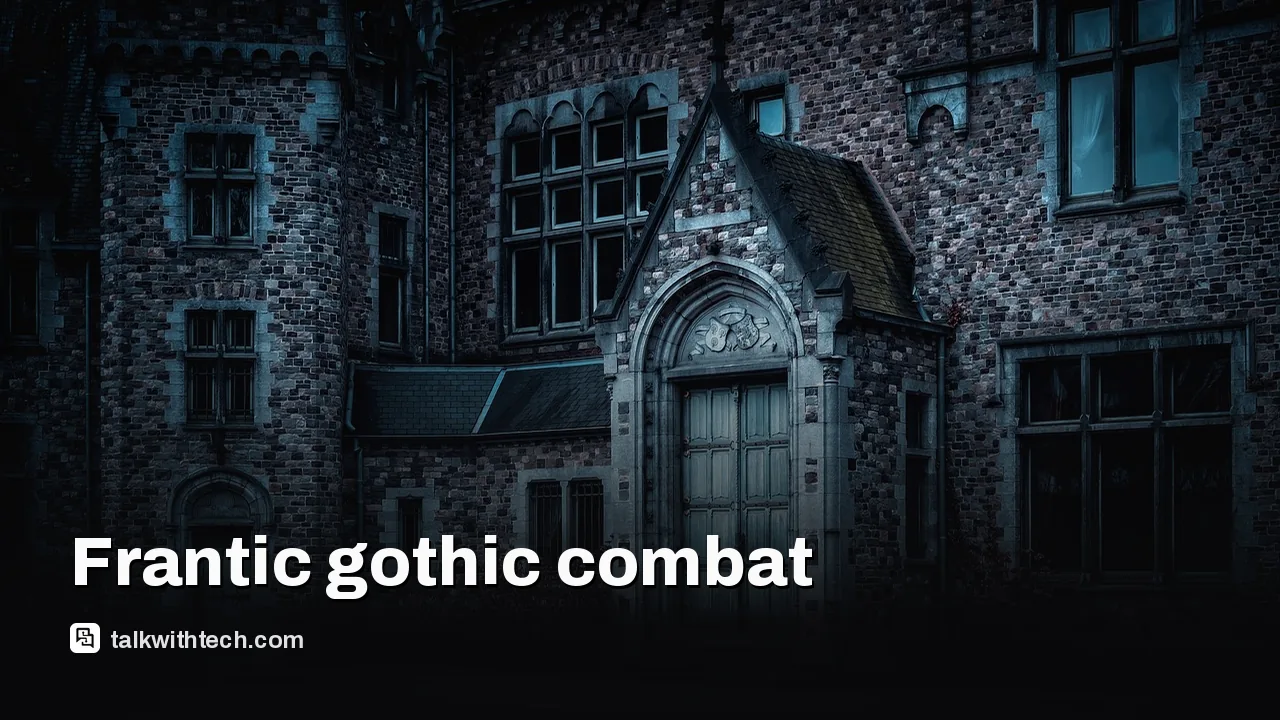 Gothic castle interior with dim lighting and shadowy corridors