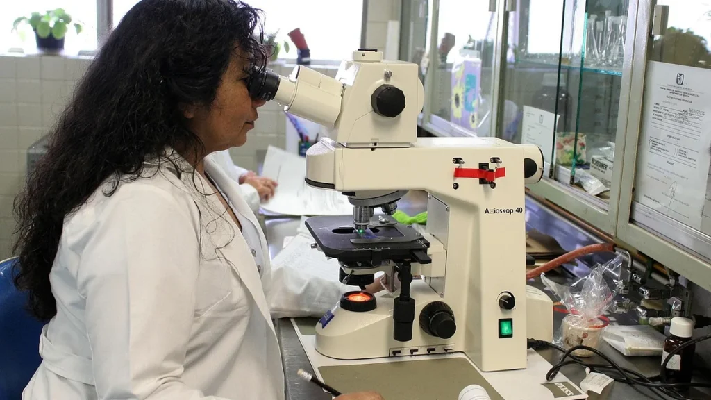 A sterile lab with researchers at work