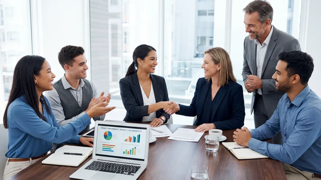 Close-up of a meeting with policy papers