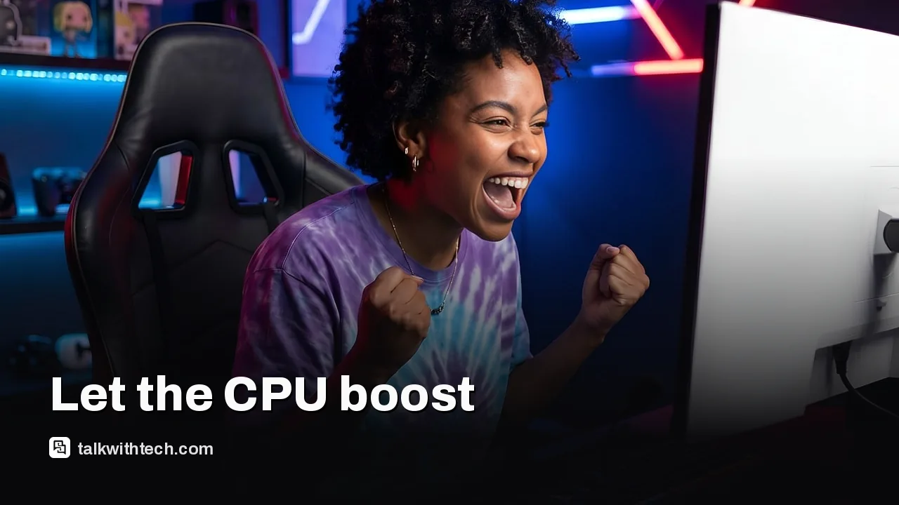 A modern desktop PC with a visible cooling solution and a motherboard, ready for boost features