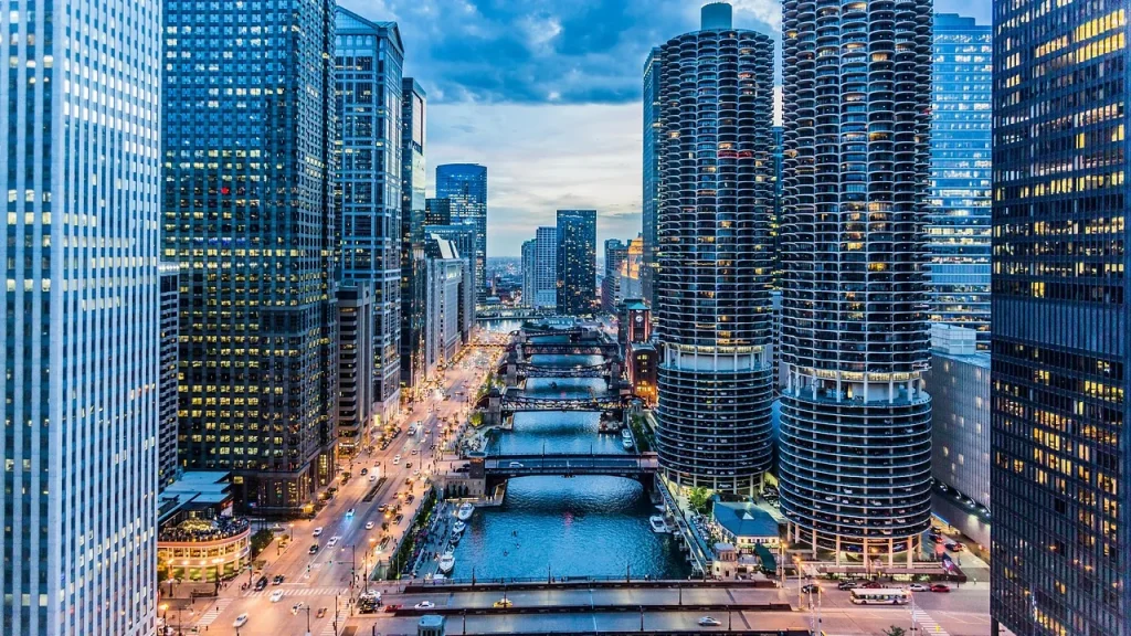 City skyline at night