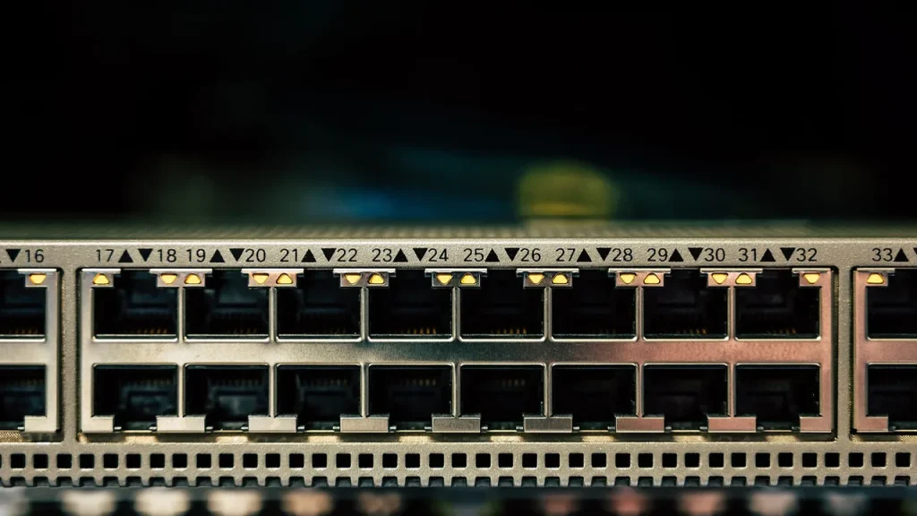 Rows of data center servers illustrating online infrastructure