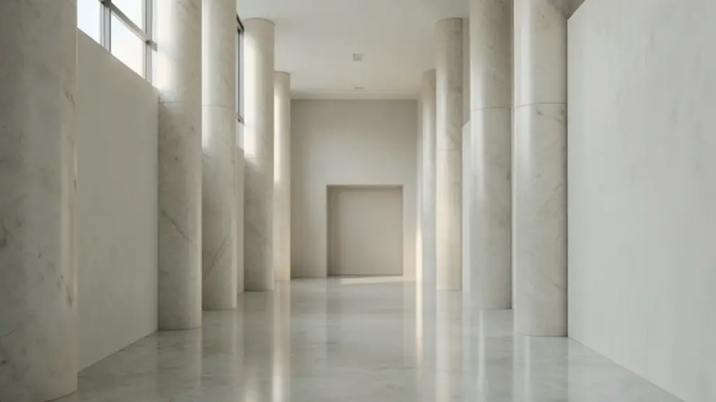 A quiet corridor inside a modern government building