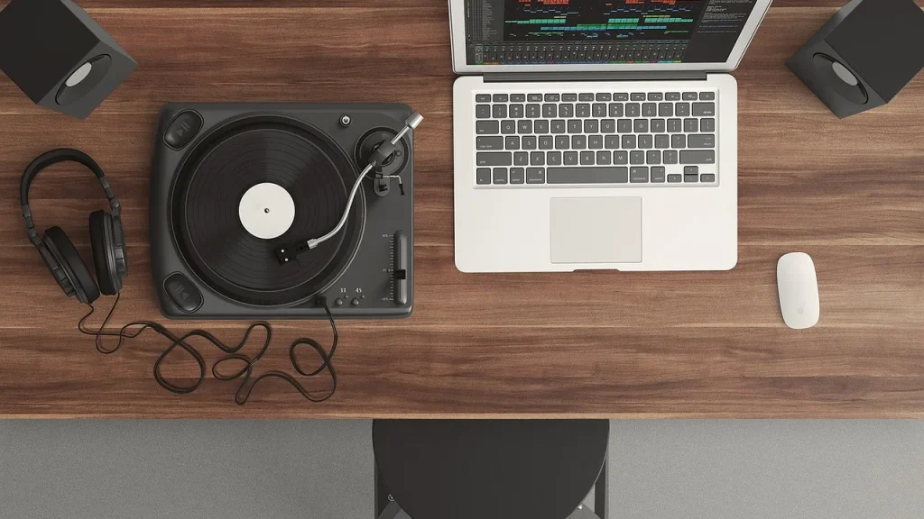 Laptop screen showing music distribution software