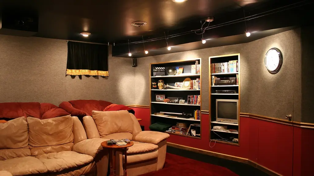 Living room with a TV and surround speakers