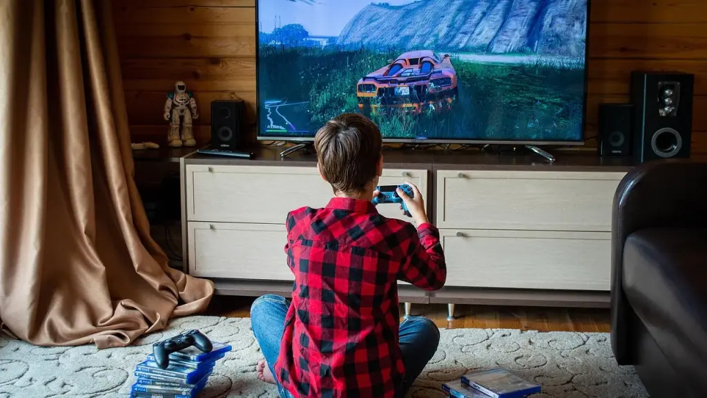 Living room with a gaming console connected to a TV