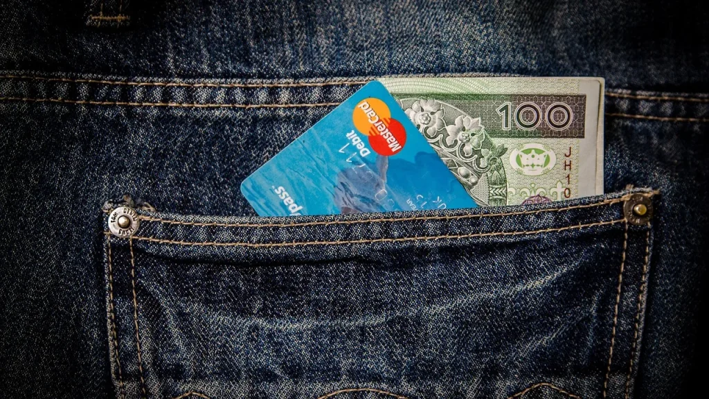 Close-up of a credit card on a desk