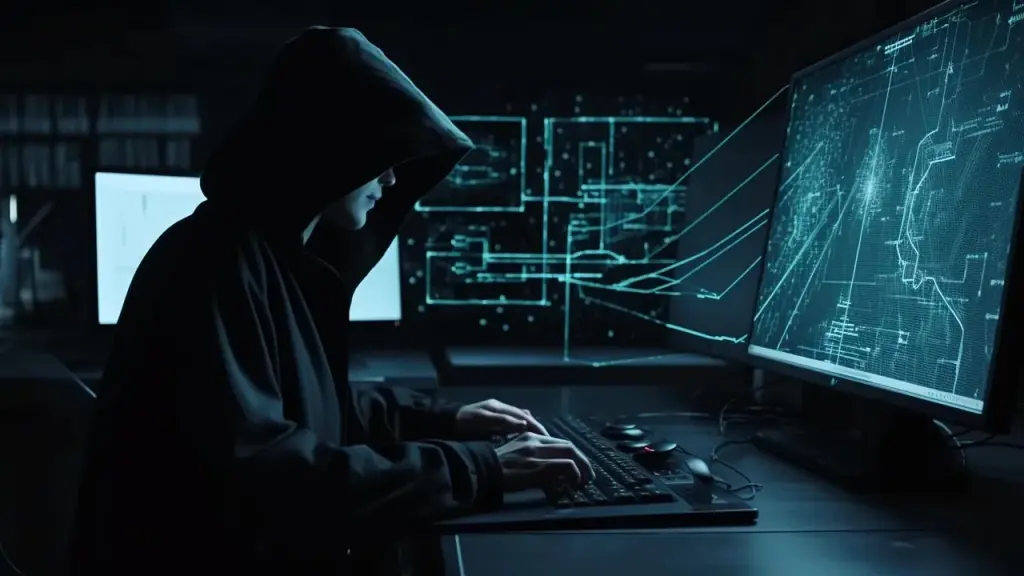 computer screen showing code and breach alert