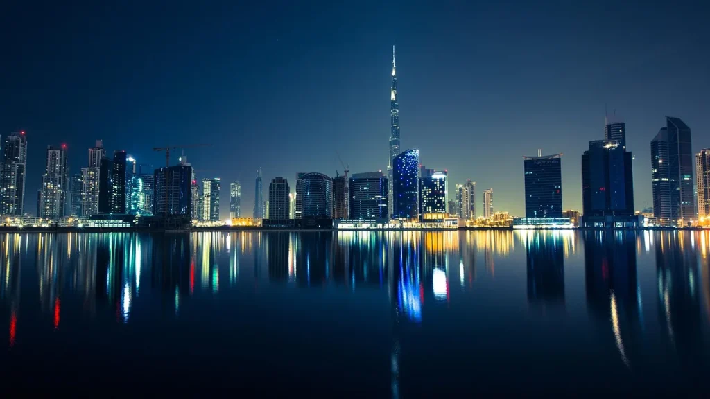 City skyline at night