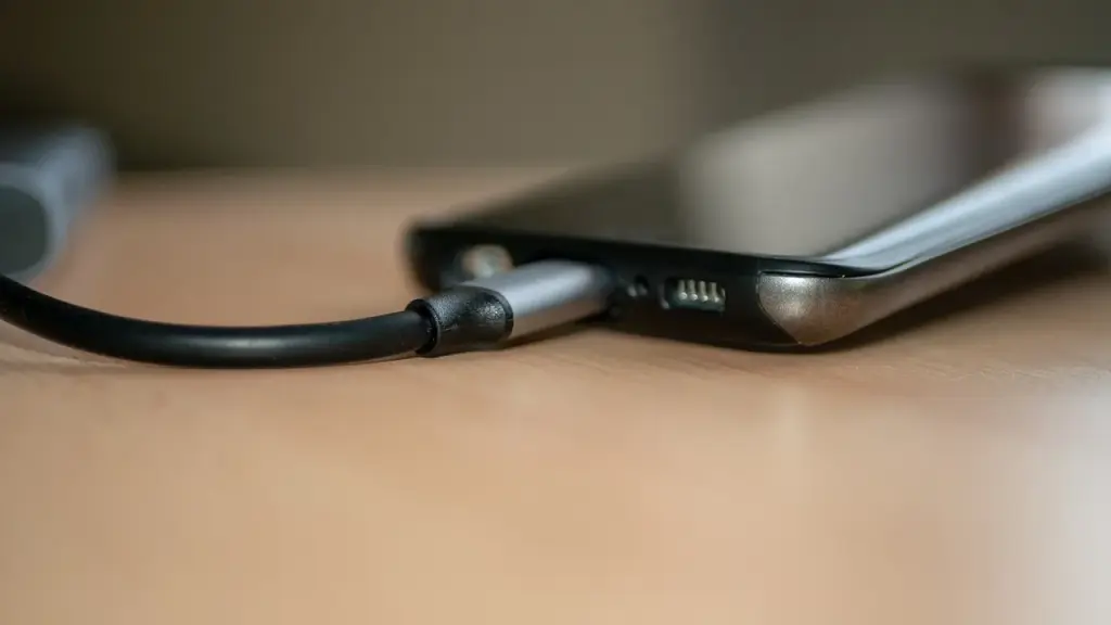 Phone connected to a USB-C hub with several ports