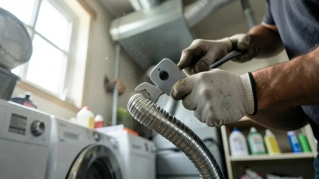 Duct cleaning task with wearable capture on technician.