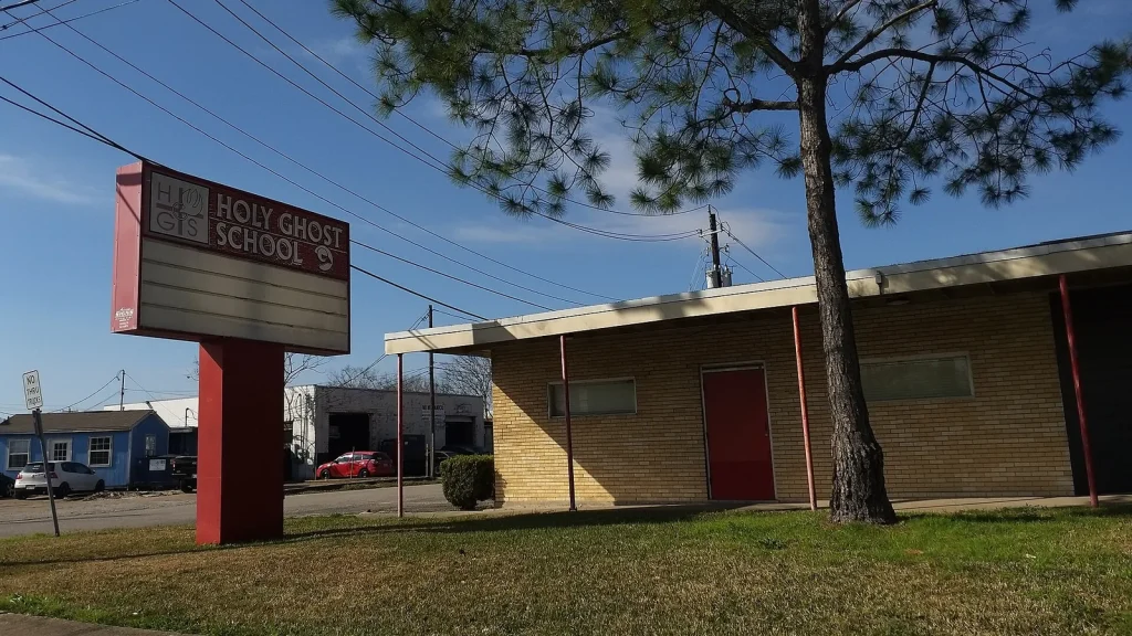 Elementary school close to a large car factory