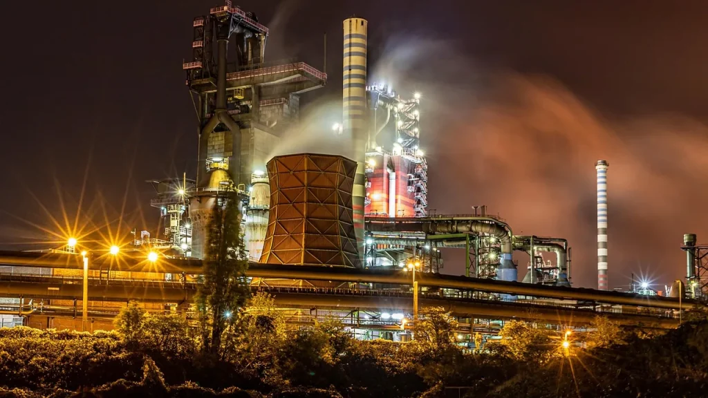 Industrial furnaces at a car plant facility