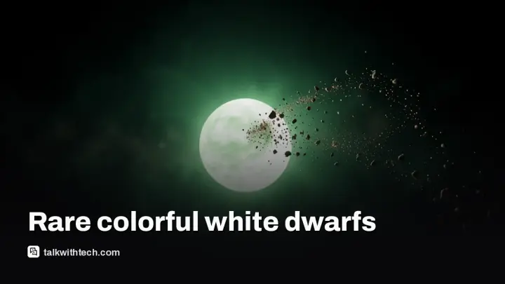 green white dwarf color linked to rocky debris around a star