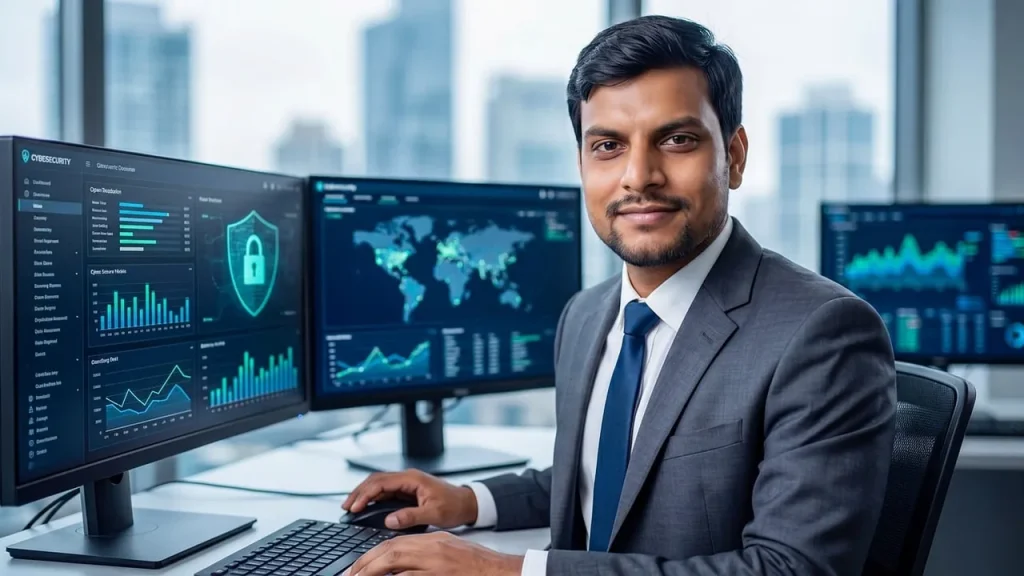 person analyzing genome data on a computer screen