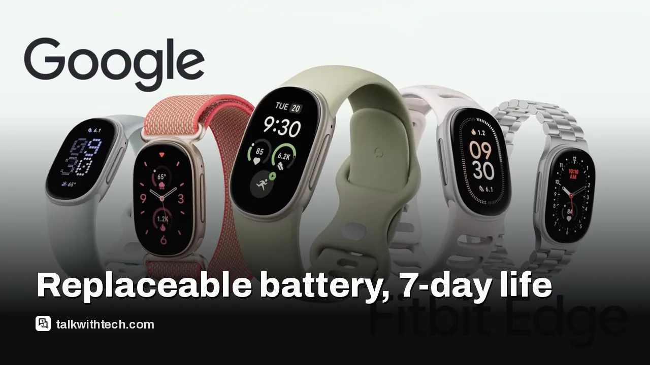 Google image for: Fitbit Edge wearable offers replaceable battery and 7-day life