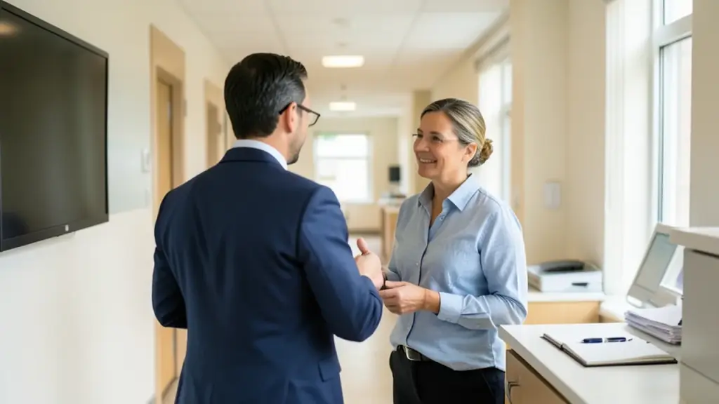 Clinic scene showing AI-enabled time for patient care and prevention.
