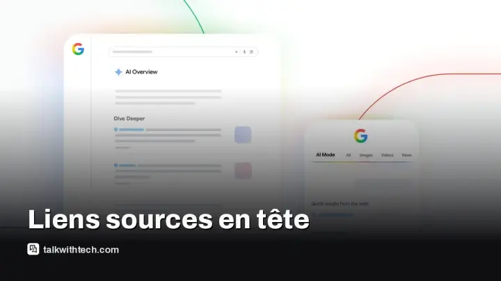 Google place les liens sources en haut des réponses IA