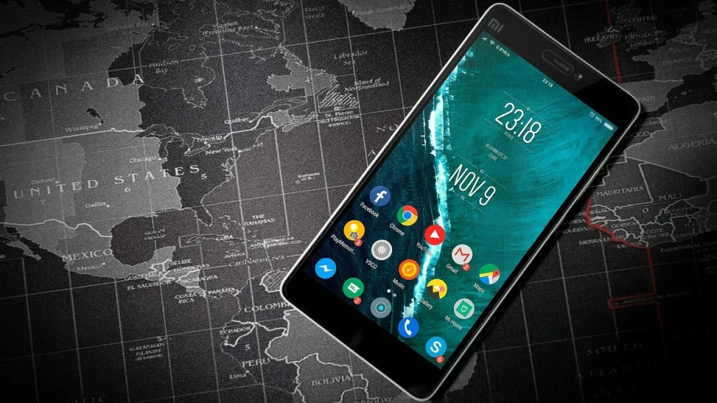 A person using a smartphone with a map app open