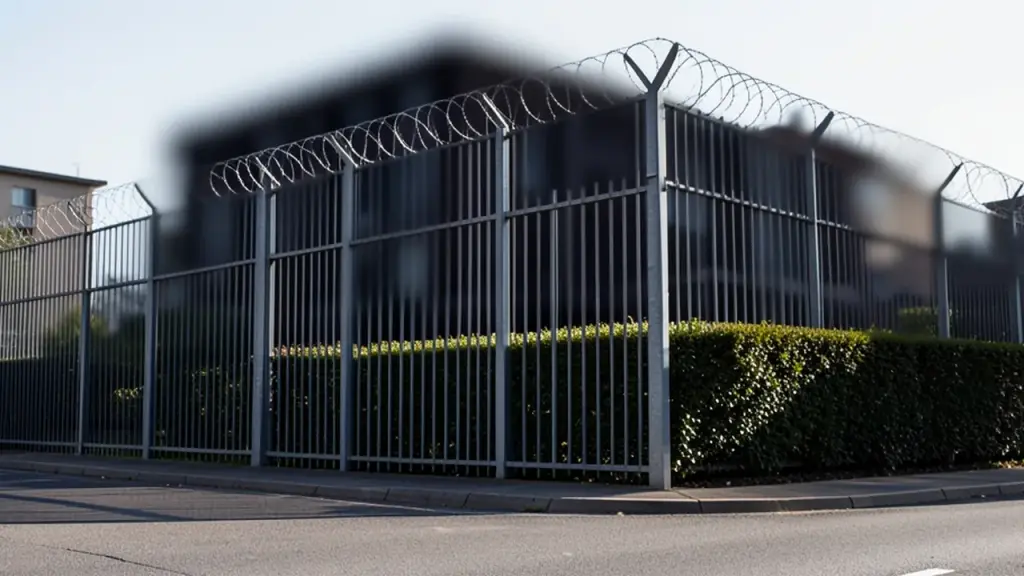 Blurred government site on a city street.