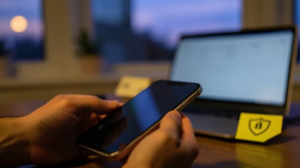 Home shopping setup with AI assistant at dusk