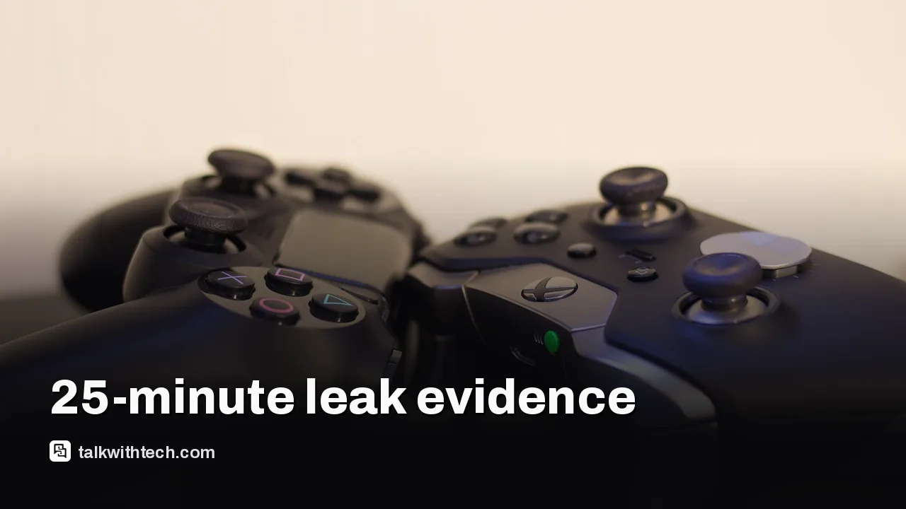 A game controller and console on a table in a dim room
