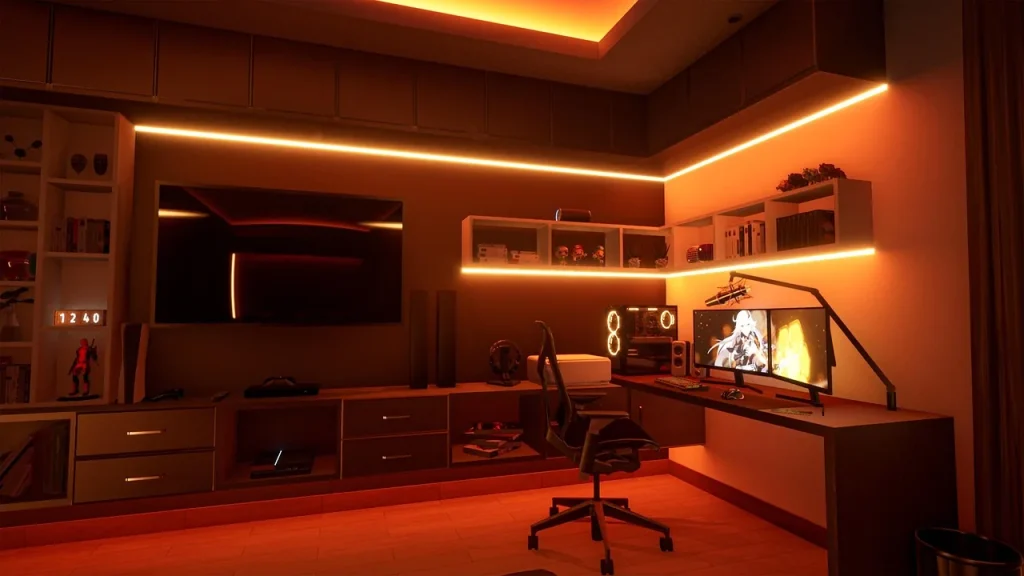 A gaming setup with a controller and screen