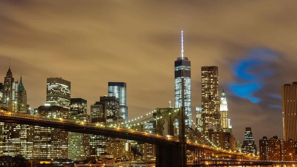 City skyline at night