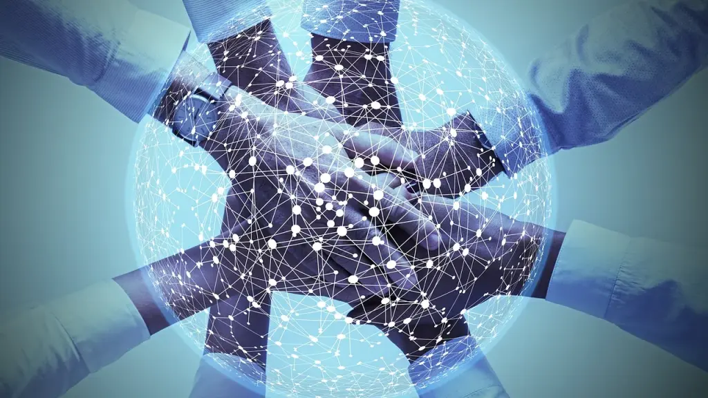 Graphic showing a network of hospitals and doctors connected