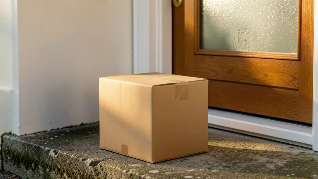 A sealed parcel left on a doorstep