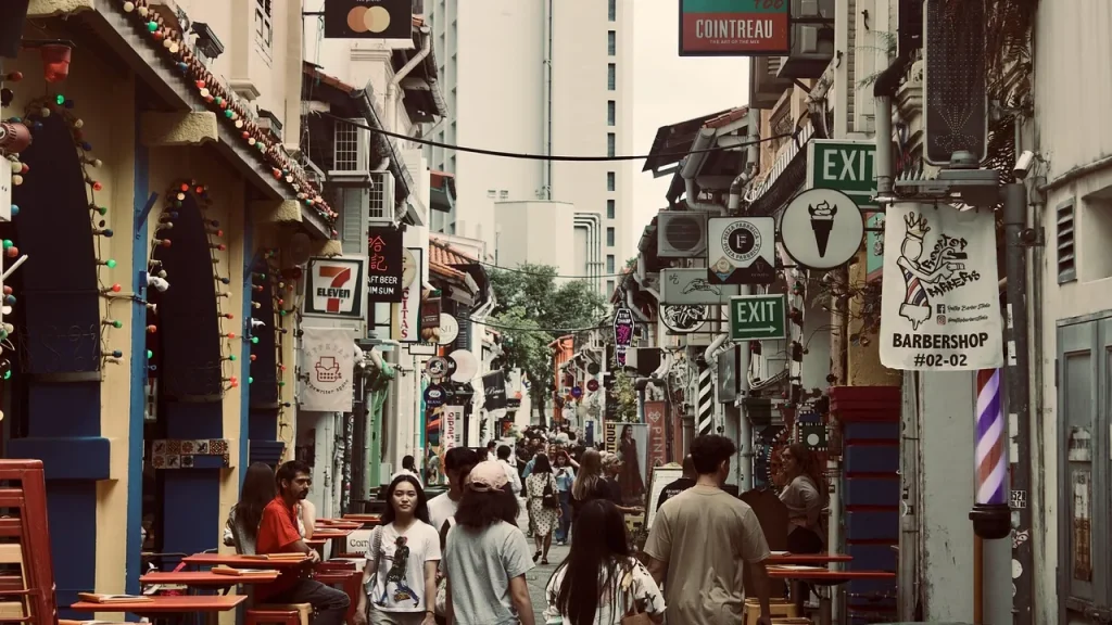 Busy street where a robot incident occurred