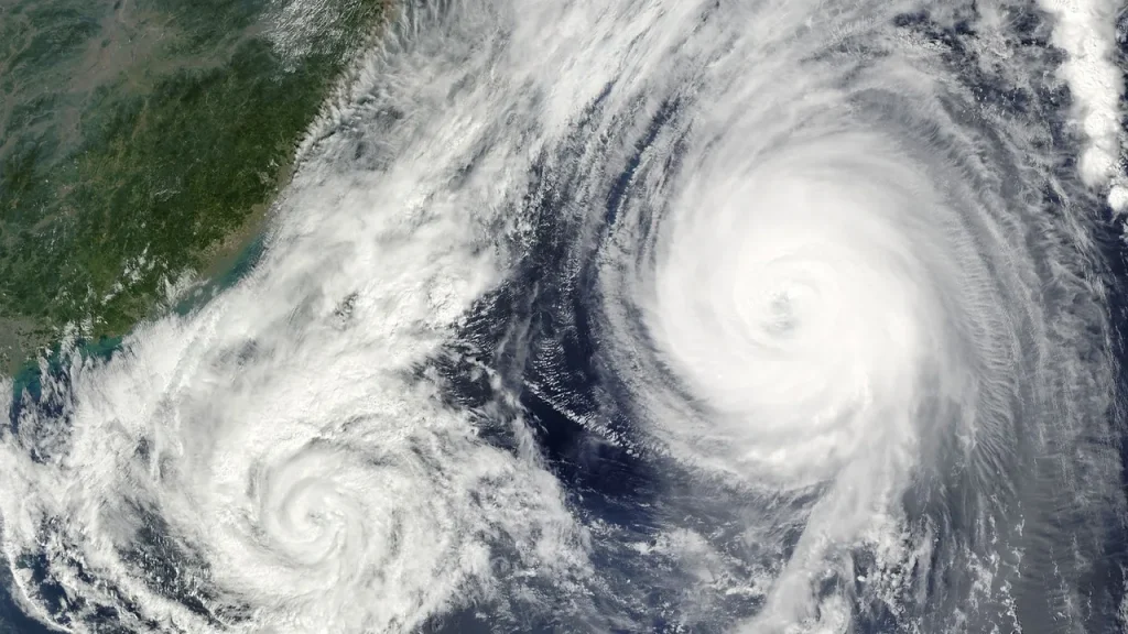 Satellite image of a large cyclone near the Mexican coast