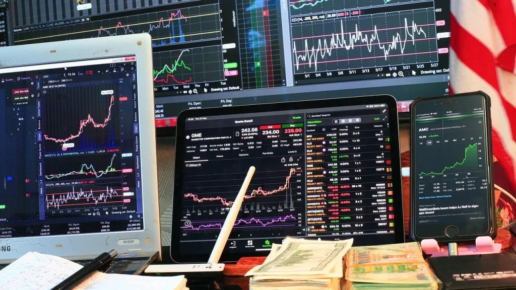 Line graph showing stock market declines