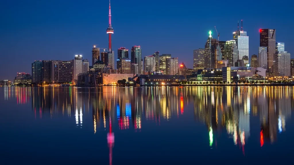 City skyline at night